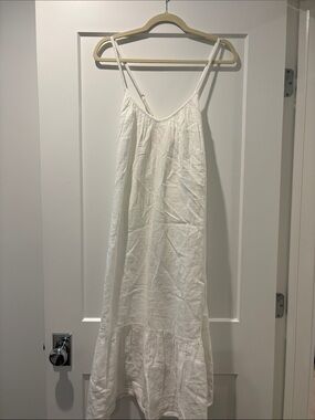 Vineyard Vines White Linen Spaghetti Strap Maxi Dress